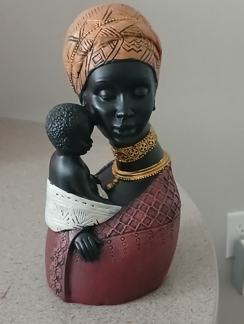 African Art Mother and Child Figurine - Black Woman Bust Statue for Home Deco...
